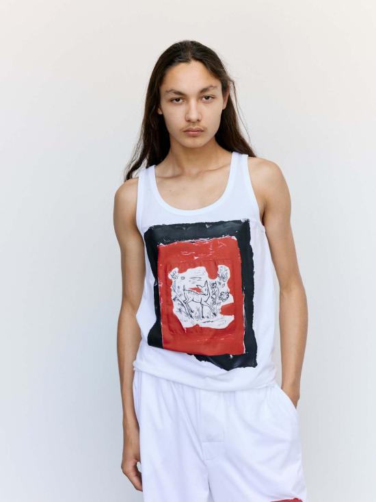  마르니 민소매 티셔츠 Marni Fawn 프린트 탱크탑 릴리 화이트 - MARNI