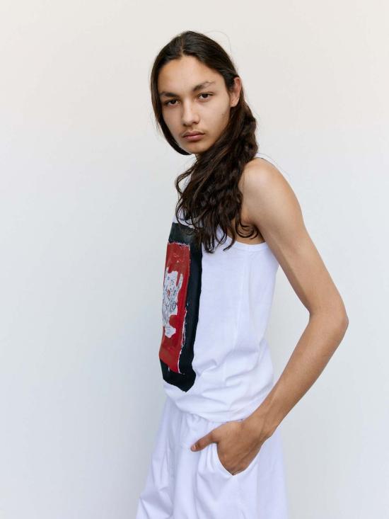  마르니 민소매 티셔츠 Marni Fawn 프린트 탱크탑 릴리 화이트 - MARNI