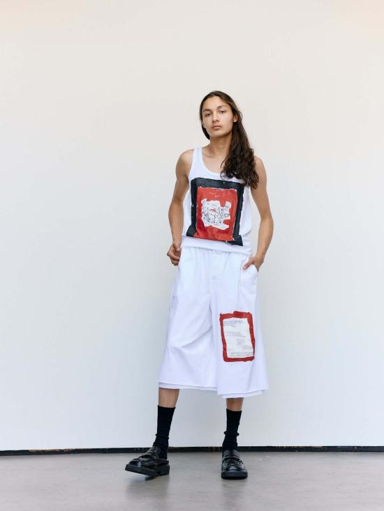  마르니 민소매 티셔츠 Marni Fawn 프린트 탱크탑 릴리 화이트