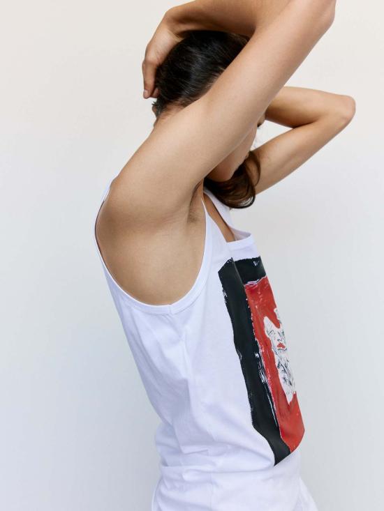  마르니 민소매 티셔츠 Marni Fawn 프린트 탱크탑 릴리 화이트 - MARNI