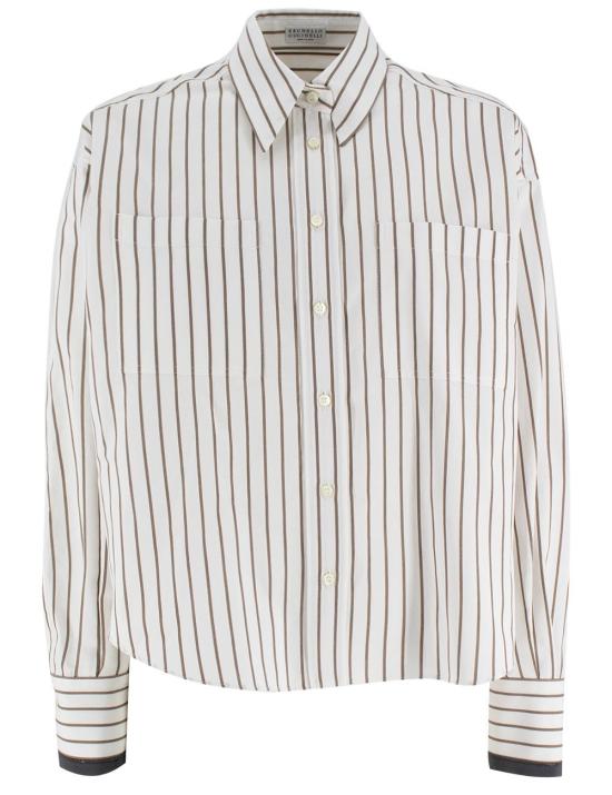 25SS 브루넬로 쿠치넬리 셔츠 MA783RD606 C015 C015 BIANCO TABACCO