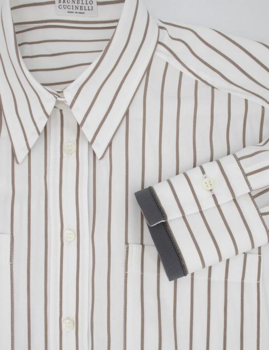 25SS 브루넬로 쿠치넬리 셔츠 MA783RD606 C015 C015 BIANCO TABACCO - BRUNELLO CUCINELLI