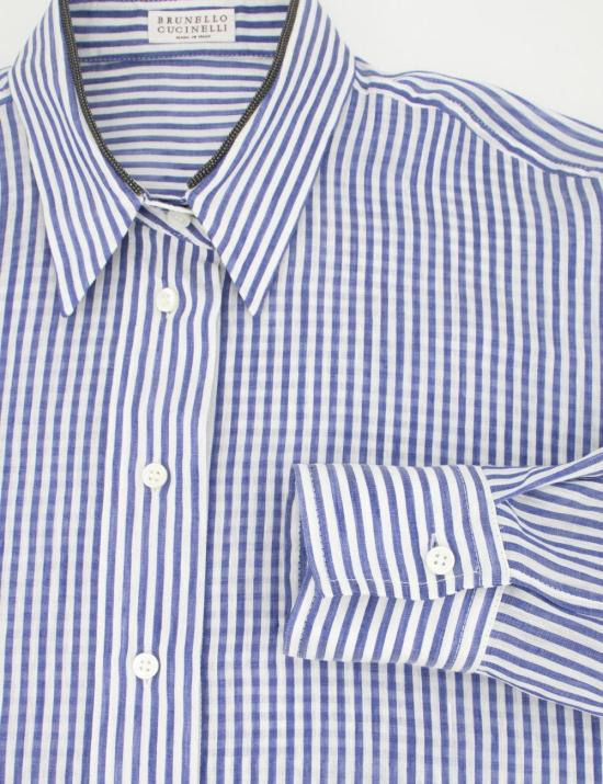 25SS 브루넬로 쿠치넬리 셔츠 MH756NL405 C503 C503 BIANCO AZZURRO - BRUNELLO CUCINELLI