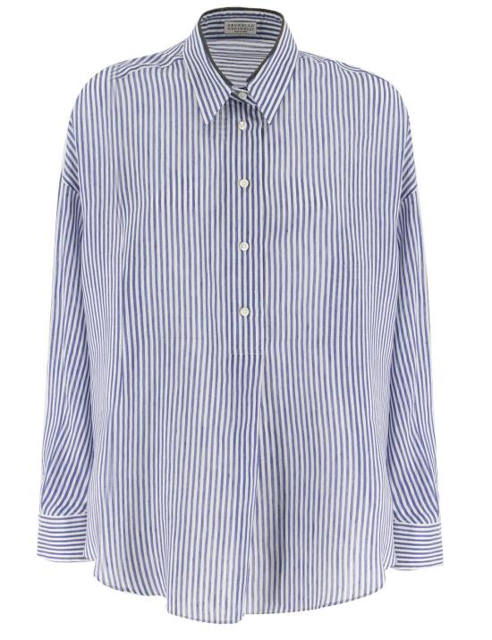 25SS 브루넬로 쿠치넬리 셔츠 MH756NL405 C503 C503 BIANCO AZZURRO