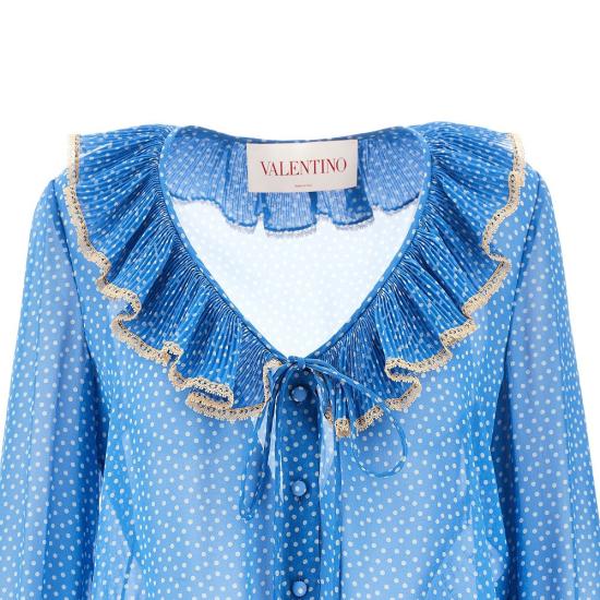  발렌티노 가라바니 블라우스 VALENTINO Plusdepois 프린트 라이트 조젯  여성 블루 - VALENTINO GARAVANI