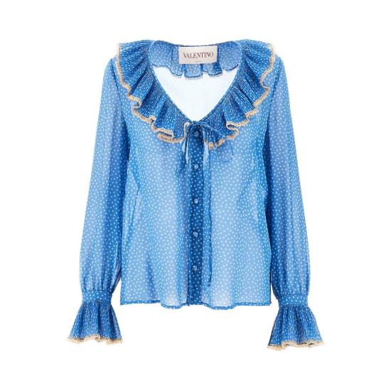  발렌티노 가라바니 블라우스 VALENTINO Plusdepois 프린트 라이트 조젯  여성 블루