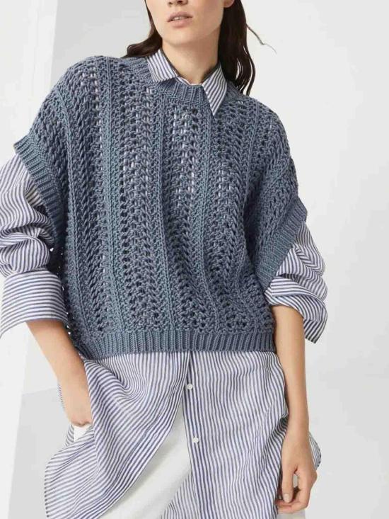  브루넬로 쿠치넬리 반팔 티셔츠 M8E389100C2886 Blue - BRUNELLO CUCINELLI