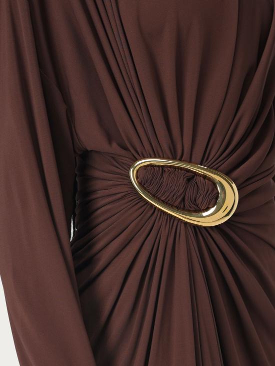 25SS 보테가베네타 롱 원피스 810000V4YX0 2487 Brown - BOTTEGA VENETA