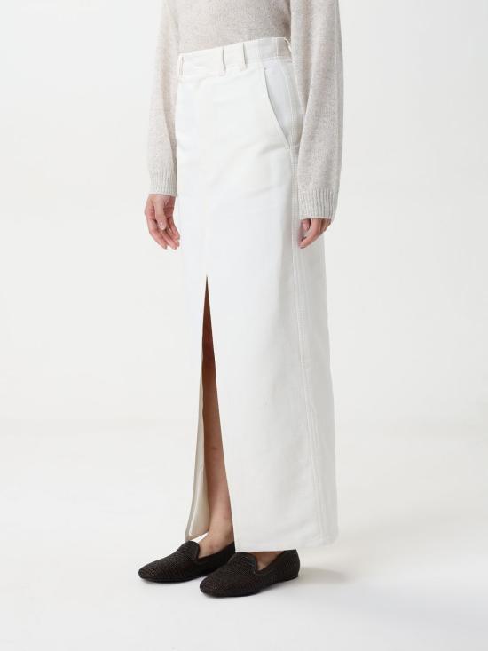 25SS 브루넬로 쿠치넬리 스커트 MH534G3829 C9002 White - BRUNELLO CUCINELLI