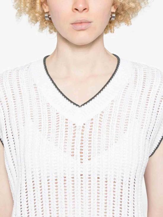  브루넬로 쿠치넬리 베스트 MSB582002C159 White - BRUNELLO CUCINELLI