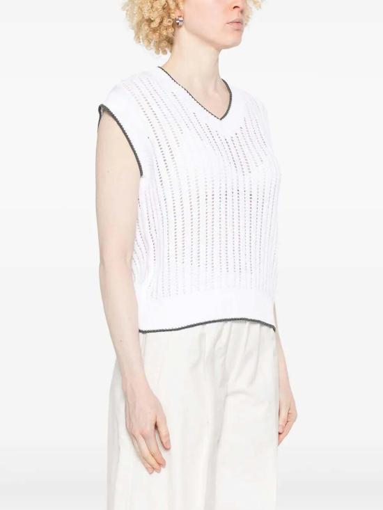  브루넬로 쿠치넬리 베스트 MSB582002C159 White - BRUNELLO CUCINELLI