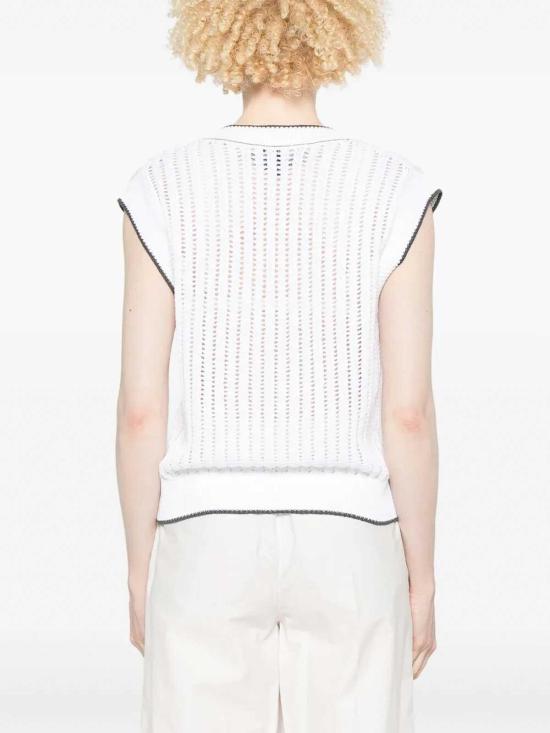  브루넬로 쿠치넬리 베스트 MSB582002C159 White - BRUNELLO CUCINELLI