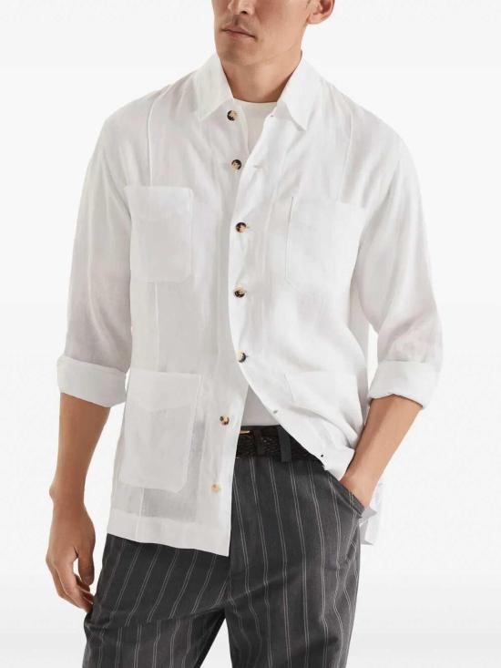  브루넬로 쿠치넬리 긴팔 셔츠 MM6840648C001 White - BRUNELLO CUCINELLI