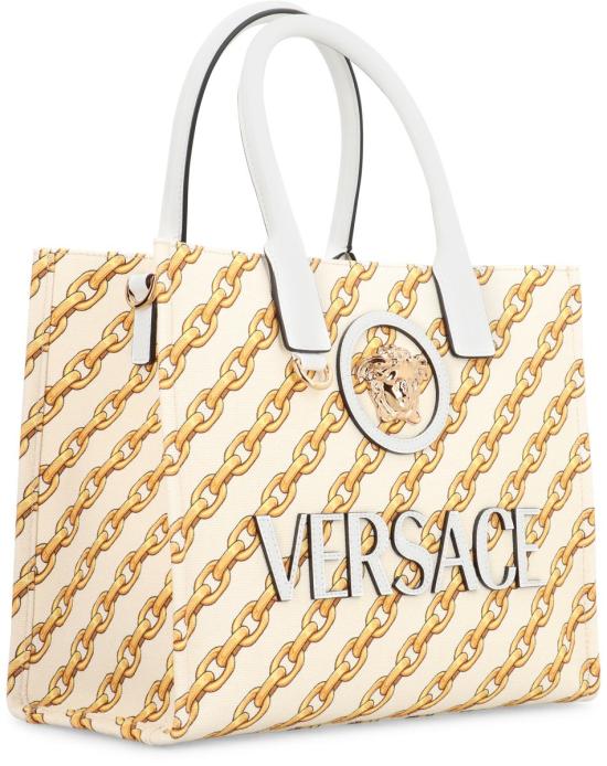 25SS 베르사체 La Medusa 라 메두사 캔버스 토트백  10058611A13568 5W73V Green - VERSACE