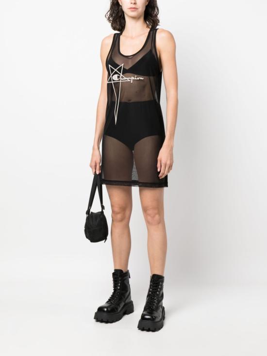  릭오웬스 x 챔피온 숏 원피스 CW02C6675 CHMNET09 Black - RICK OWENS X CHAMPIONS