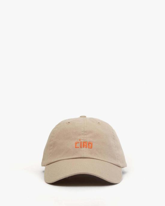  클레어 브이 볼캡 Clare V. 야구  카키색, 퇴색된 귤 자수 쁘띠 차오 - CLEARE V.
