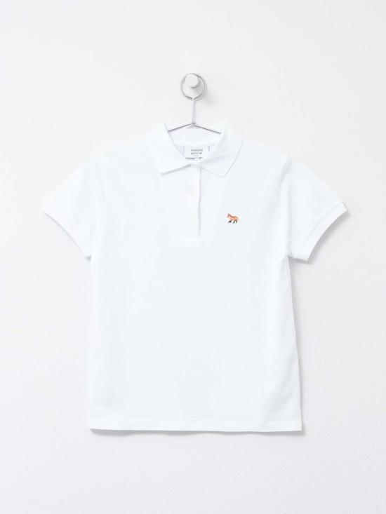  메종키츠네 폴로 티셔츠 메종 키츠네 베이비 폭스 패치 레귤러 폴로 화이트 P100