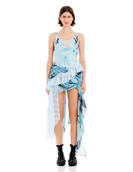  콜리나 스트라다 원피스 Collina Strada Ammi 패니 드레스 하늘 수채화 꽃 - COLLINA STRADA