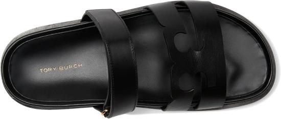  토리버치 샌들 이네스 레더 스포츠 슬라이드 퍼펙트 블랙 - TORY BURCH