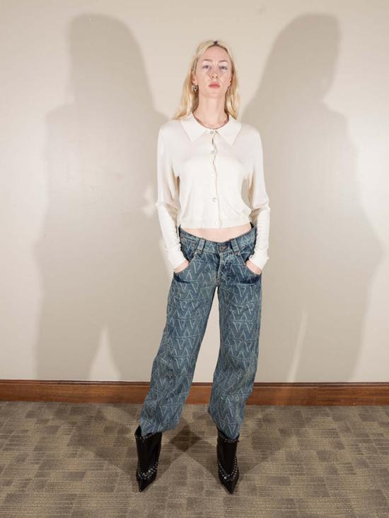  바퀘라 데님 팬츠 바케라 트위스트 심 청바지 소프트 블루