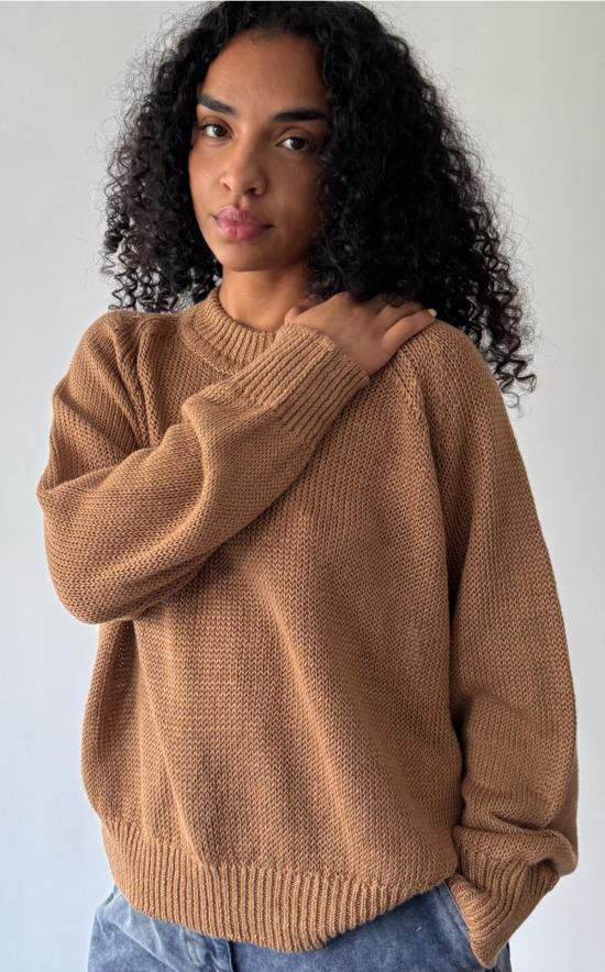  비사이드 풀오버 B 사이드 린드 니트 크루 캐멀 리넨