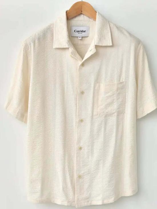  Corridor 반팔 셔츠 코리도 스트라이프 세어서커  화이트 - CORRIDOR