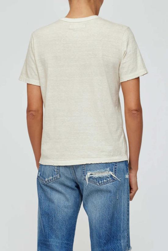  마우지 반팔 티셔츠 Moussy Mv 빈티지 티 아이보리 - MOUSSY