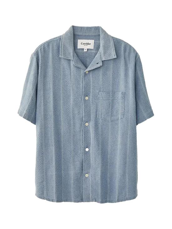  Corridor 반팔 셔츠 코리도 스트라이프 세어서커 SS  인디고