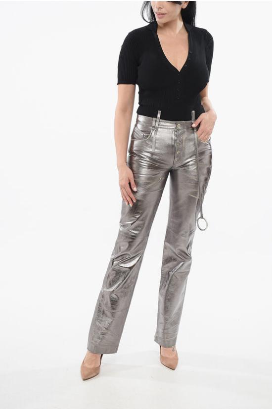  디 아티코 가죽 팬츠 246WCP158A094D 002 Silver - THE ATTICO