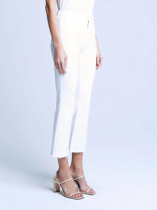  라장스 데님 팬츠 L'agence Kendra 하이라이즈 크롭 플레어 화이트 - L'AGENCE