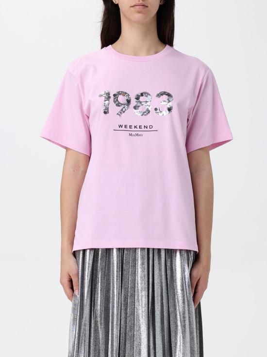 25FW 위켄드막스마라 반팔 티셔츠 2515971041600 003 Pink