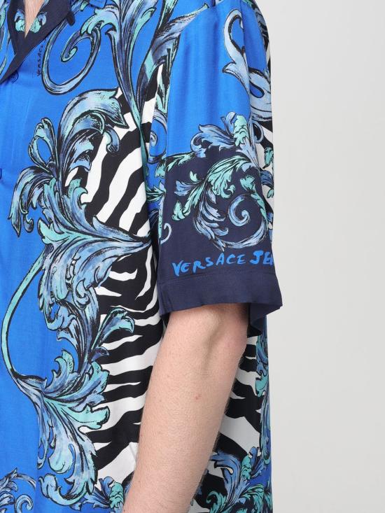 25SS 베르사체 반팔 셔츠 78GAL2BANS620 288 Blue - VERSACE