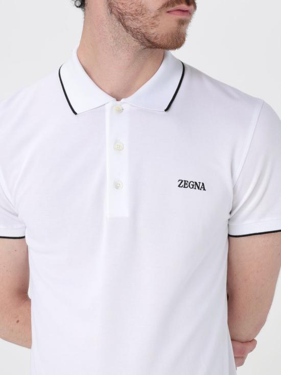 25FW 에르메네질도제냐 폴로 티셔츠 E7358A5B746 N00 White - ERMENEGILDO ZEGNA