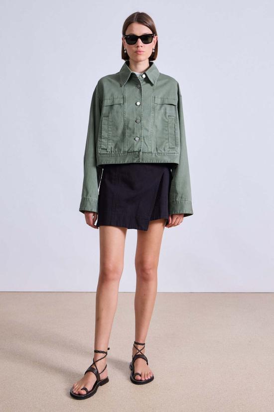  어피스 어파트 데님 자켓 Apiece Apart 크롭 트라페즈 재킷 타임 그린 - APIECE APART