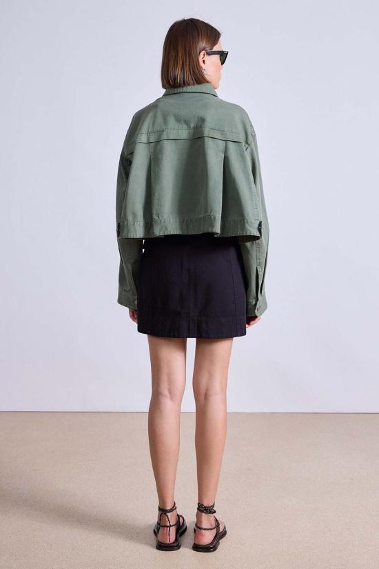  어피스 어파트 데님 자켓 Apiece Apart 크롭 트라페즈 재킷 타임 그린 - APIECE APART