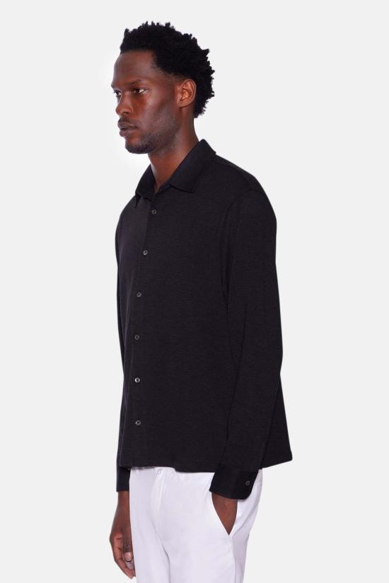  Blue&Cream 긴팔 셔츠 블루&크림 슬럽 롱슬리브 버튼업 블랙 - BLUE&CREAM