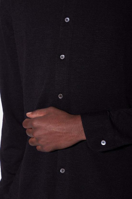  Blue&Cream 긴팔 셔츠 블루&크림 슬럽 롱슬리브 버튼업 블랙 - BLUE&CREAM