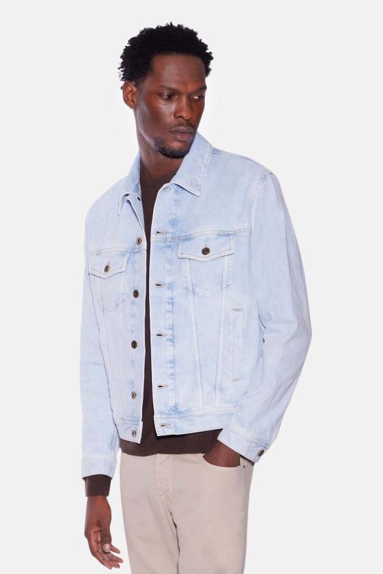  야콥코헨 데님 자켓 Jacob Cohen Giubbino 11oz 트러커 재킷 블리치드 라이트 블루 - JACOB COHËN