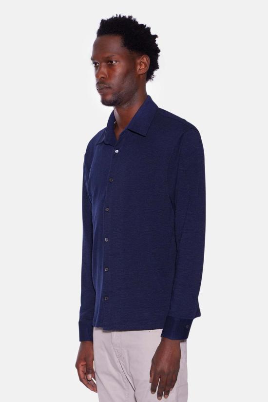  Blue&Cream 긴팔 셔츠 블루&크림 슬럽 롱슬리브 버튼업 네이비 - BLUE&CREAM