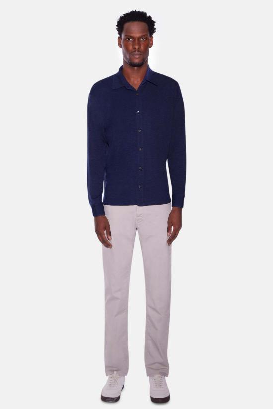  Blue&Cream 긴팔 셔츠 블루&크림 슬럽 롱슬리브 버튼업 네이비 - BLUE&CREAM