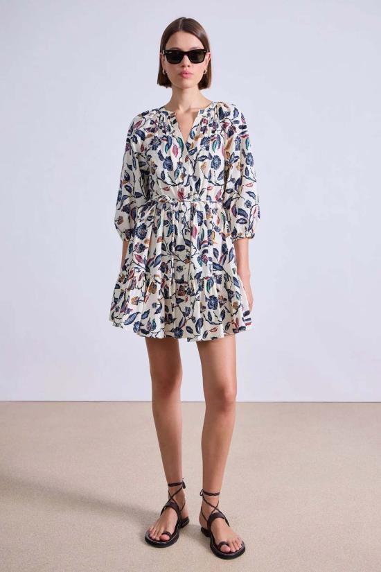  어피스 어파트 숏 원피스 Apiece Apart 미니 미테 드레스 가든 플로럴 크림 - APIECE APART