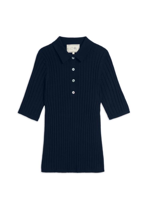  데미리 뉴욕 폴로 티셔츠 데밀리 레이라니 슈퍼파인 캐시미어 탑 네이비 - DEMYLEE