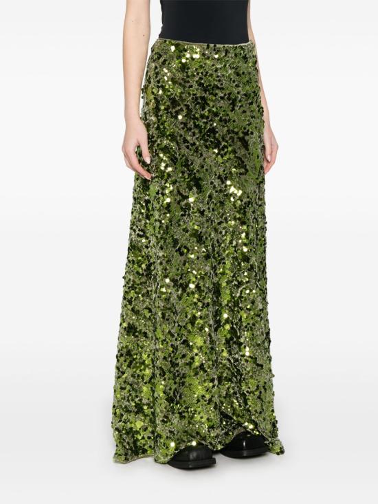 25SS 가니 롱 스커트 T4169 272 Green - GANNI