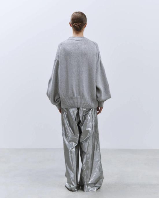  알리지 스트레이트 팬츠 Alysi 라이트웨이트 샤이니 팔라조 팬츠 실버 - ALYSI