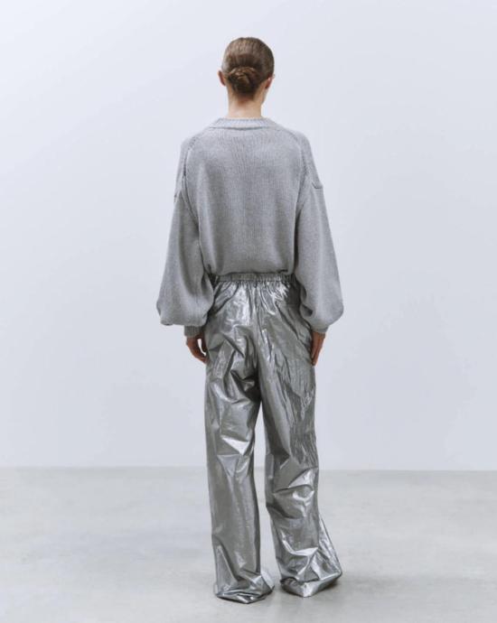  알리지 스트레이트 팬츠 Alysi 라이트웨이트 샤이니 팔라조 팬츠 실버 - ALYSI