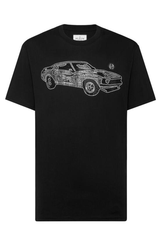 25SS 필립 플레인 반팔 티셔츠 SAEC MTK8105 PJY002N02 Black