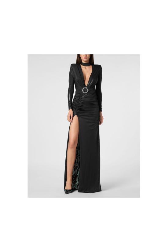 25SS 필립 플레인 롱 원피스 SAEC WRG3332 PJY002N02 Black - PHILIPP PLEIN