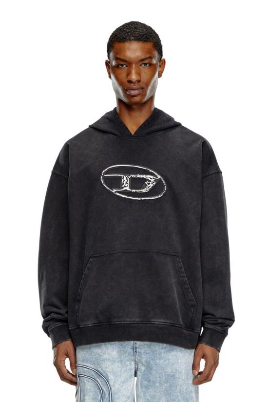  디젤 후드 멀티 레이어드 로고 프린트 블랙 A15267 0TJAZ9XX Multicolor - DIESEL