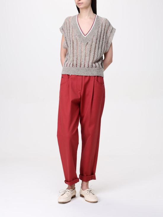 25SS 브루넬로 쿠치넬리 크롭 팬츠 MA126P8417 C7901 Red - BRUNELLO CUCINELLI