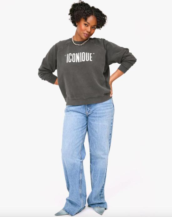  클레어 브이 긴팔 티셔츠 Clare V. Iconique 스웨트셔츠 워시드 블랙 - CLEARE V.